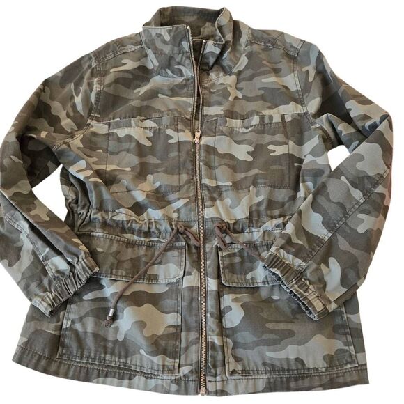 Old Navy Womens Green Camouflage Zip Front Adjustable Waist Utility Jacket XXL - Picture 4 of 12